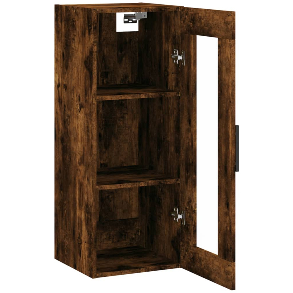 vidaXL Single Door 3 Shelf Smoked Oak Wall Mounted Cabinet Image 7