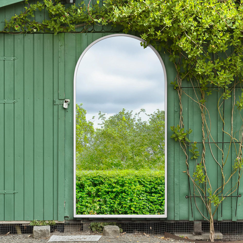 MirrorOutlet The Arcus White Arched Outdoor Garden Wall Mirror 180 x 90cm Image 7