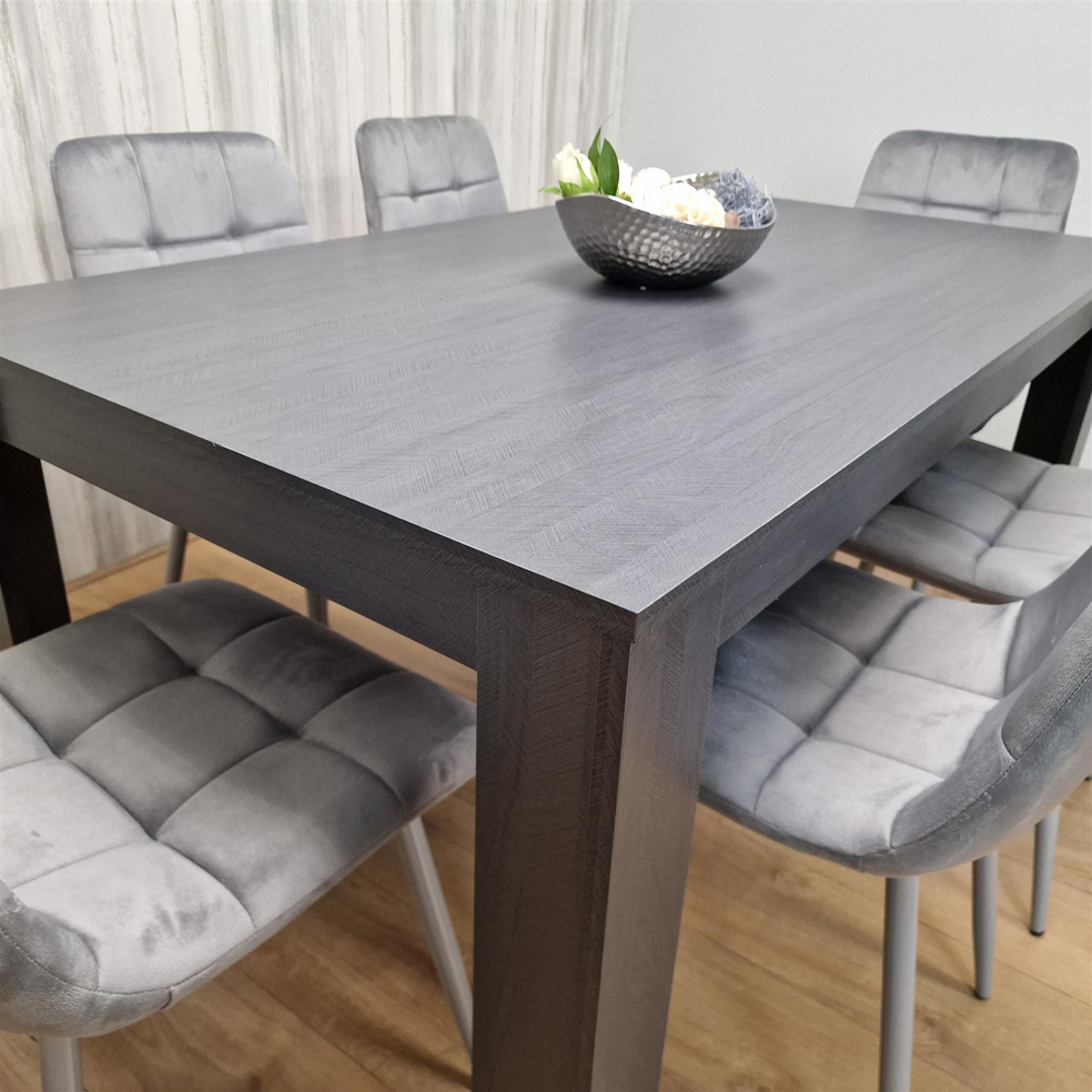 Kosy Koala 6 Seater Velvet Arrow Design Dining Set Grey Image 3