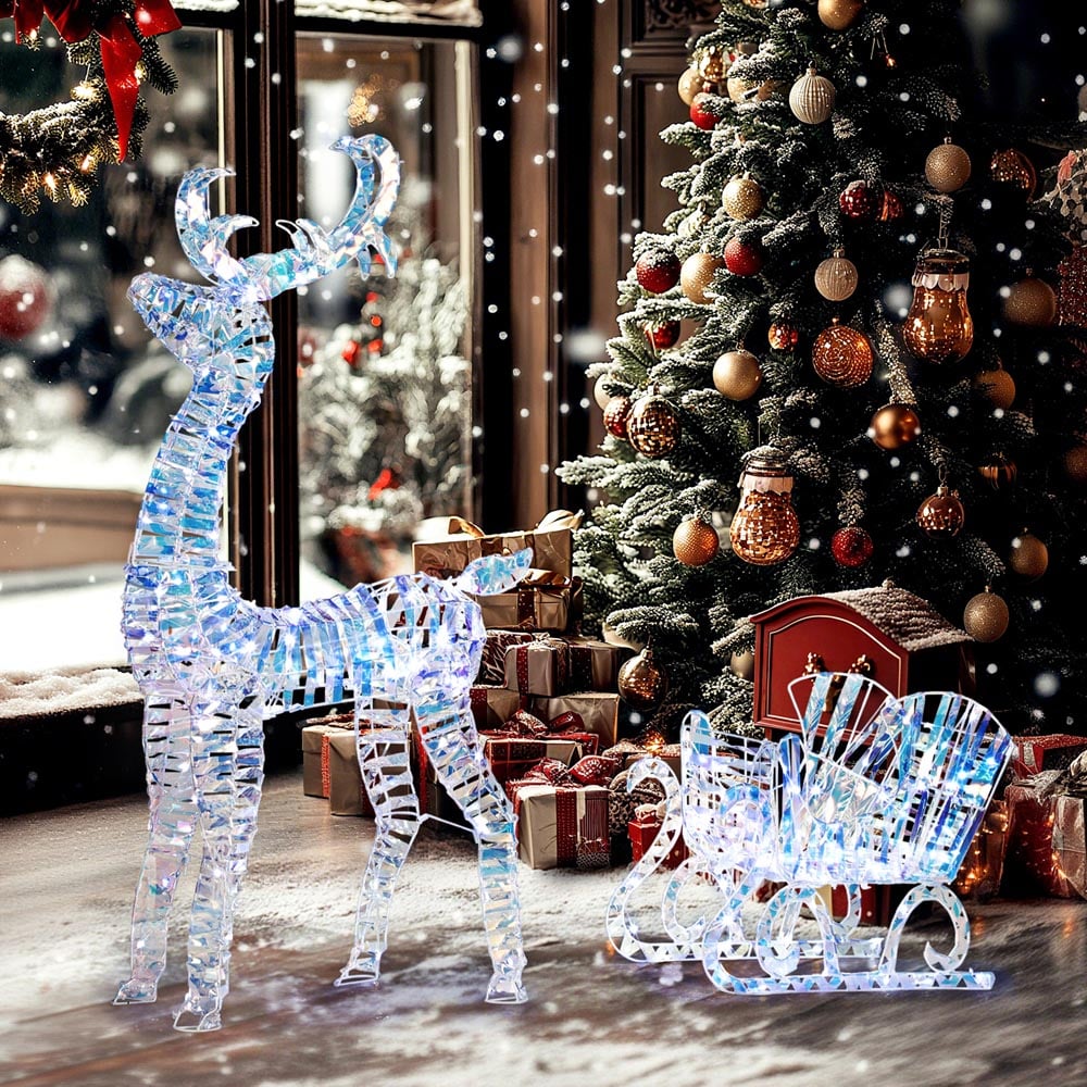 Everglow 170 Warm White LED Reindeer with Sleigh Christmas Decoration Image 5