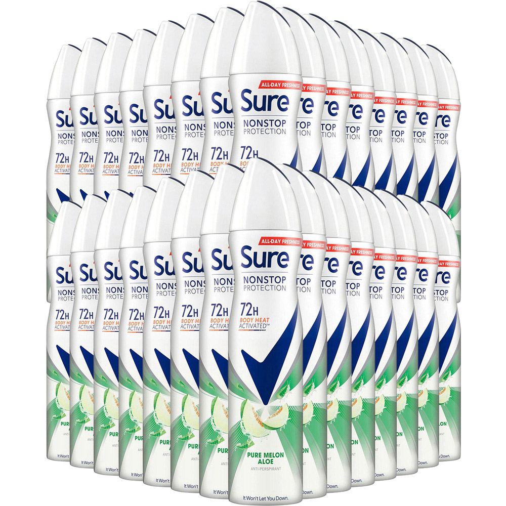 Sure Women Pure Melon Aloe 72H Nonstop Protection Anti-Perspirant Deodorant 250ml 30 Pack Image 1