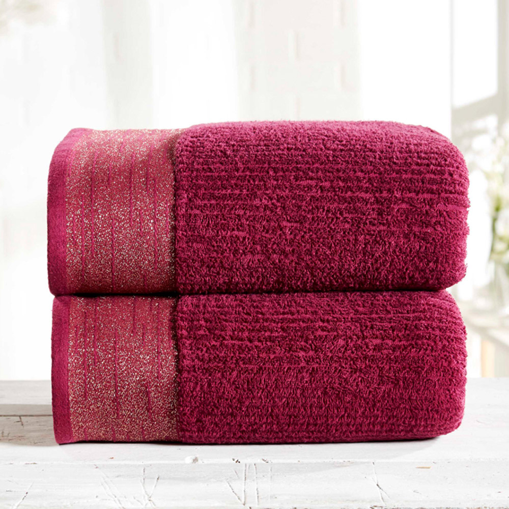 Rapport Home Mayfair Purple Ribbed Weave Cotton Bath Sheet Image 2