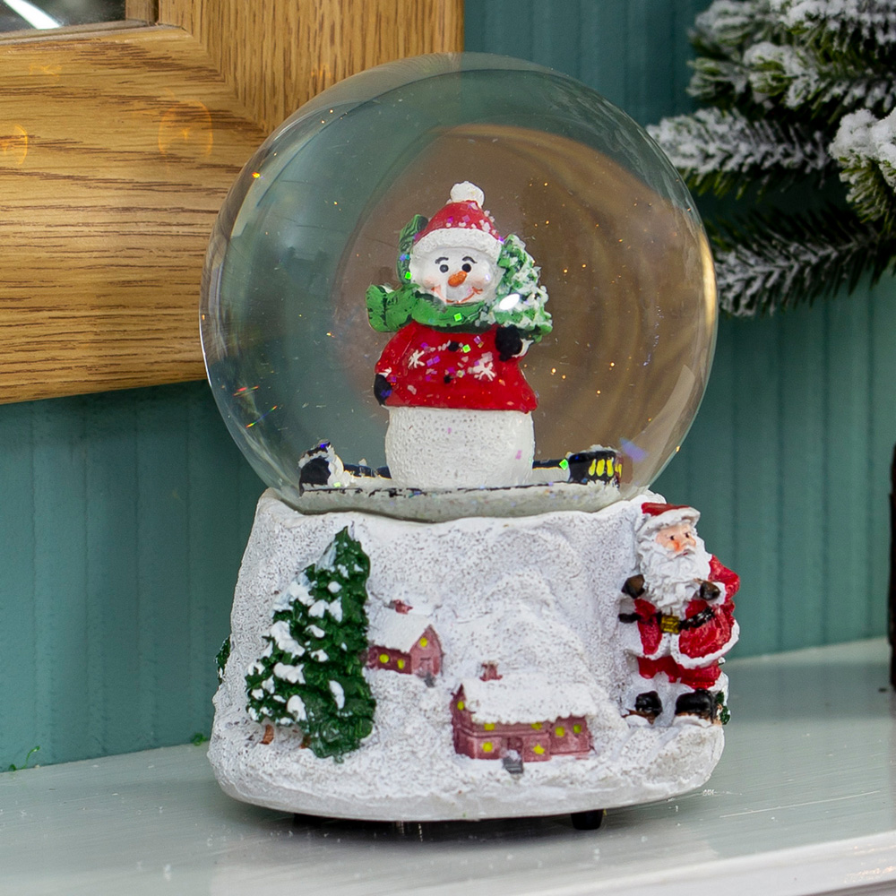 The Christmas Workshop Wind Up Musical Snowman Snow Globe Decoration Image 2