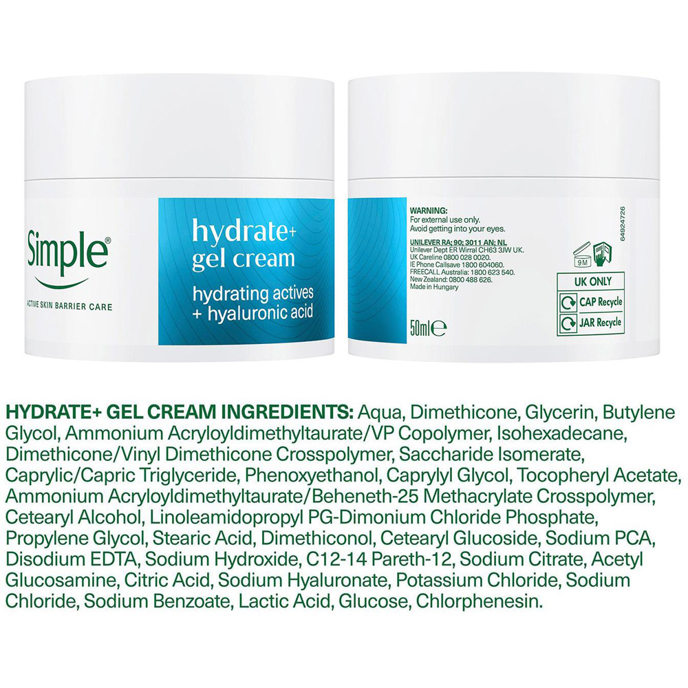 Simple Hydrate+ Lightweight Refreshing Facial Moisturiser Cream 50ml 6 Pack Image 8