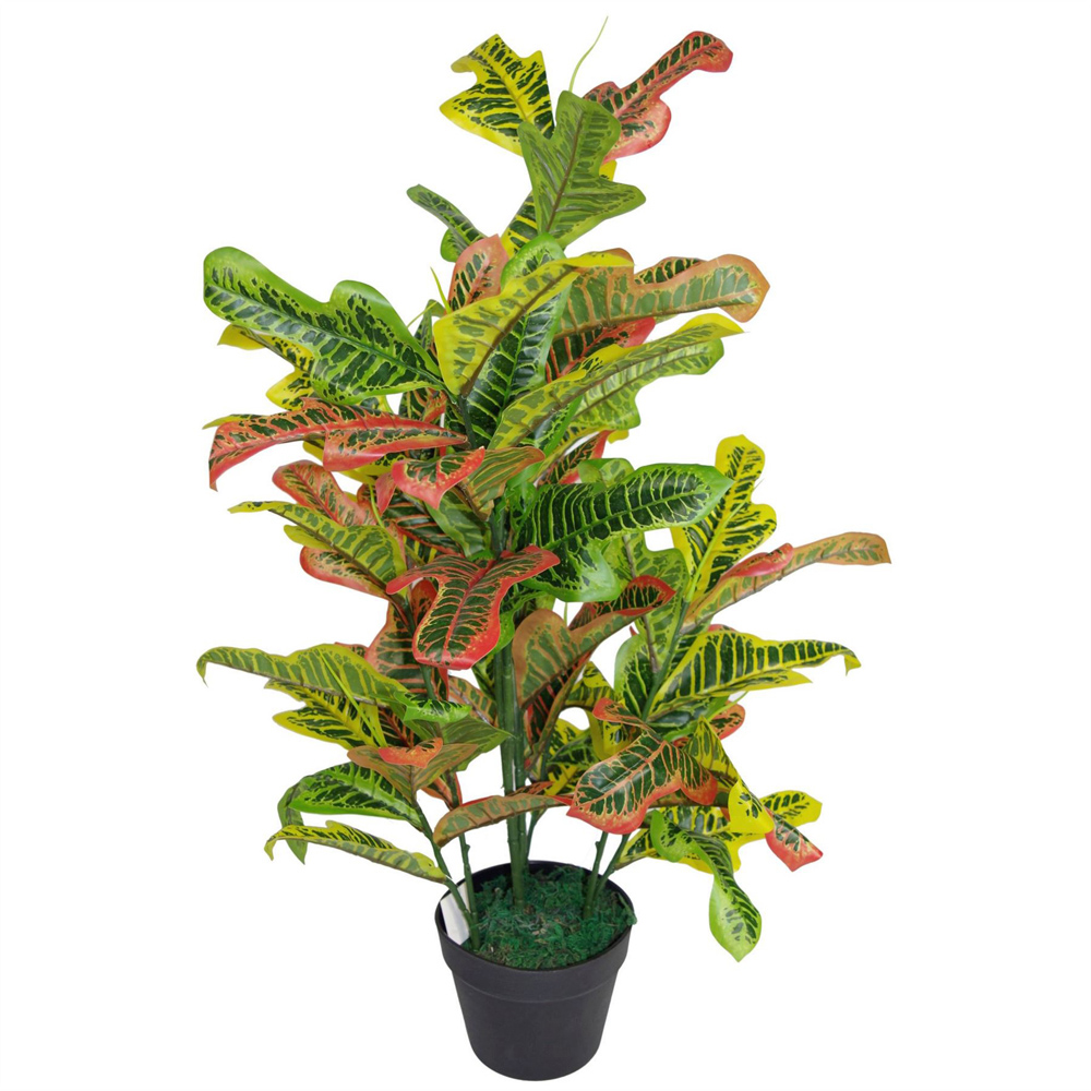 Leaf Codiaeum Multicoloured Artificial House Plant Pot 90cm Image 4
