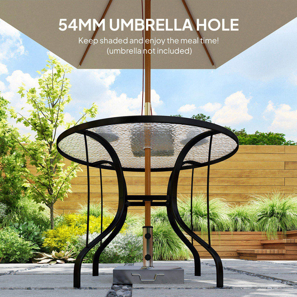 Outsunny 4 Seater Round Garden Dining Table with Parasol Hole Image 8