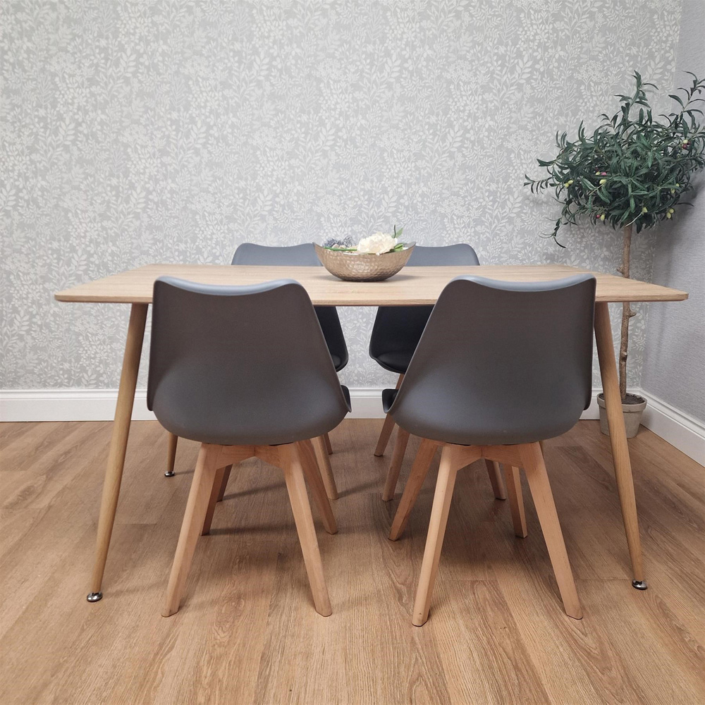 Kosy Koala 4 Seater Wood Effect Faux Leather Dining Set Grey Image 7
