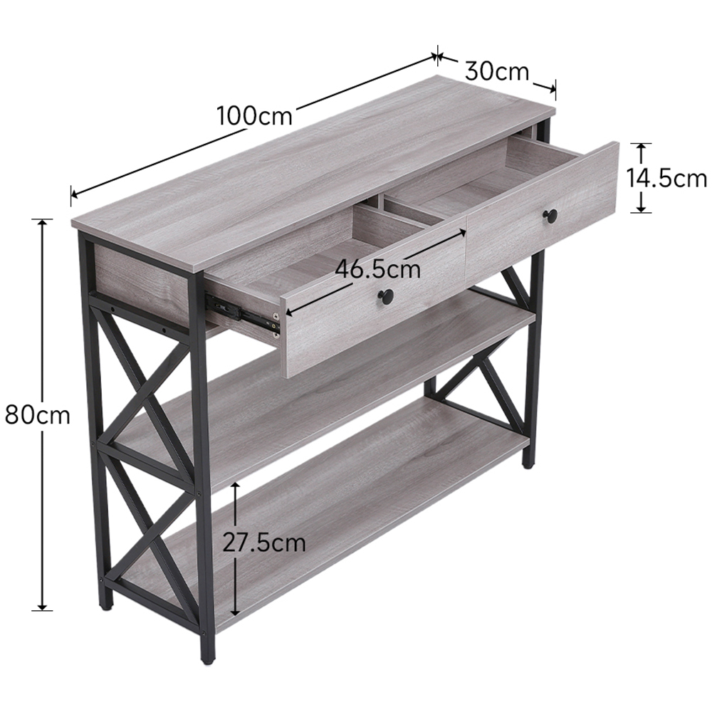 Living and Home 2 Drawer Narrow Wooden Console Table Image 9