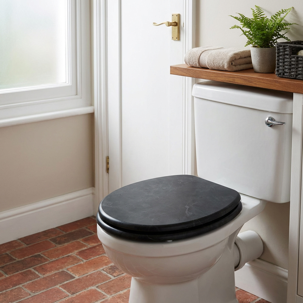 Black Marble MDF Toilet Seat Image 3