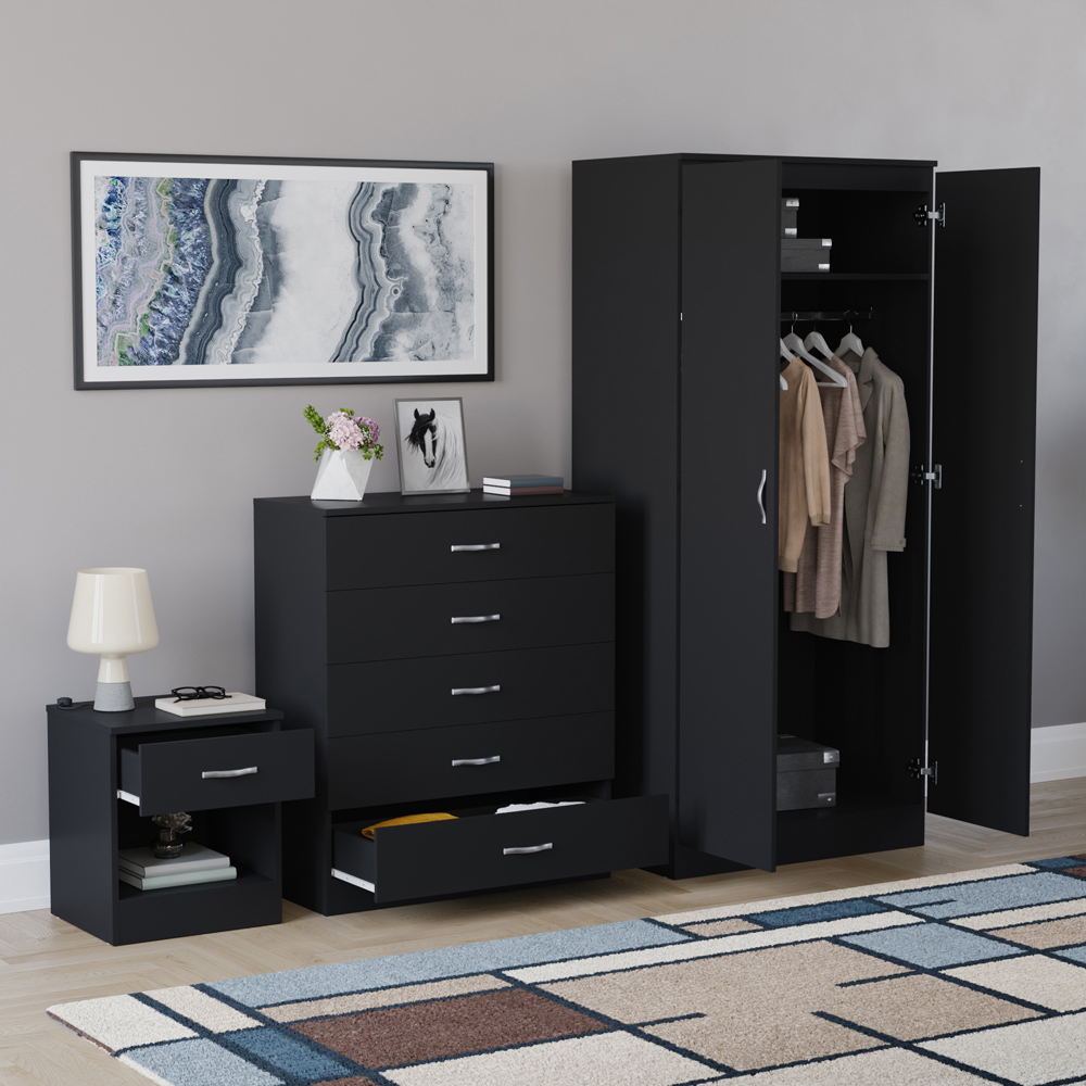 VIDA DESIGNS Riano Black 3 Piece Bedroom Furniture Set Image 5