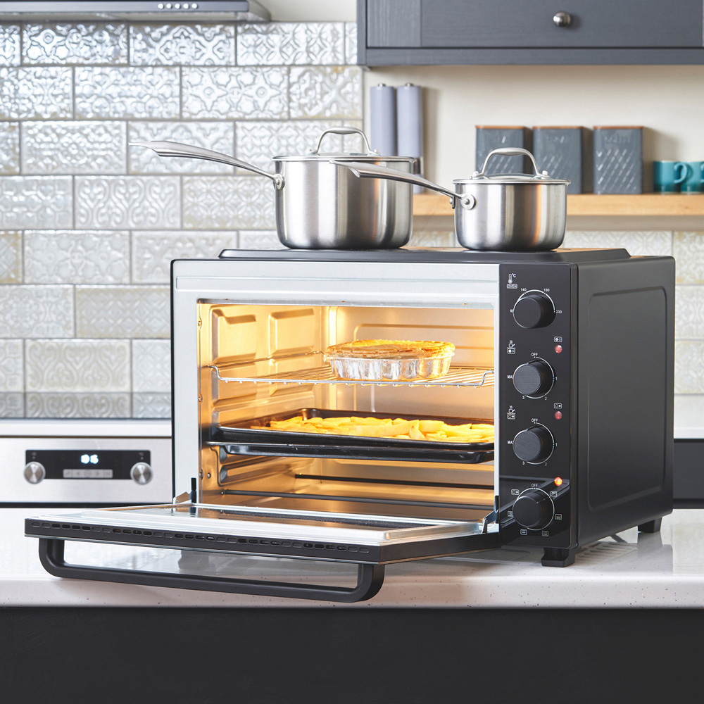 Cooks Professional K412 Black 48L Electric Mini Oven with Ceramic Hobs Image 7