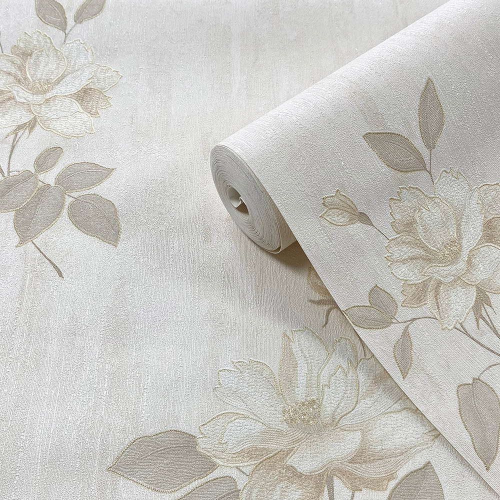 Muriva Darcy James Oleana Floral Cream Wallpaper Image 2
