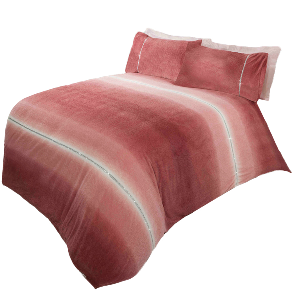 Rapport Home Diamante Double Blush Teddy Fleece Duvet Cover Set Image 2