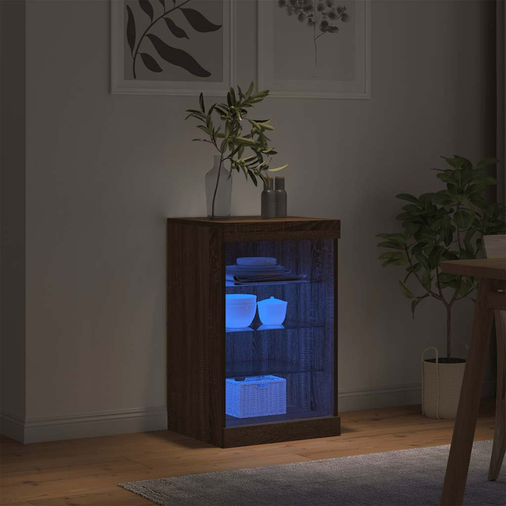 vidaXL 4 Shelf Brown Oak Sideboard with RGB LED Lights Image 4