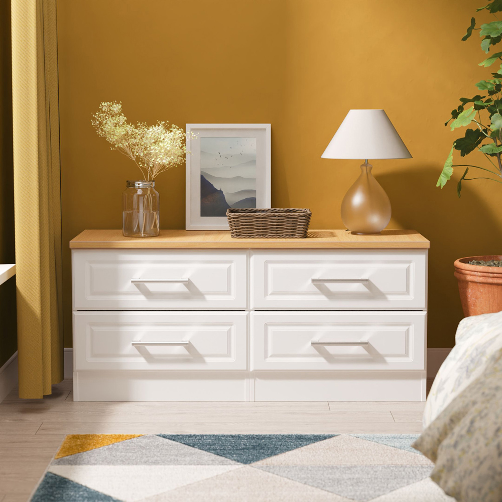 Crowndale Kent 4 Drawer White Ash and Modern Oak Bed Box Ready Assembled Image 7