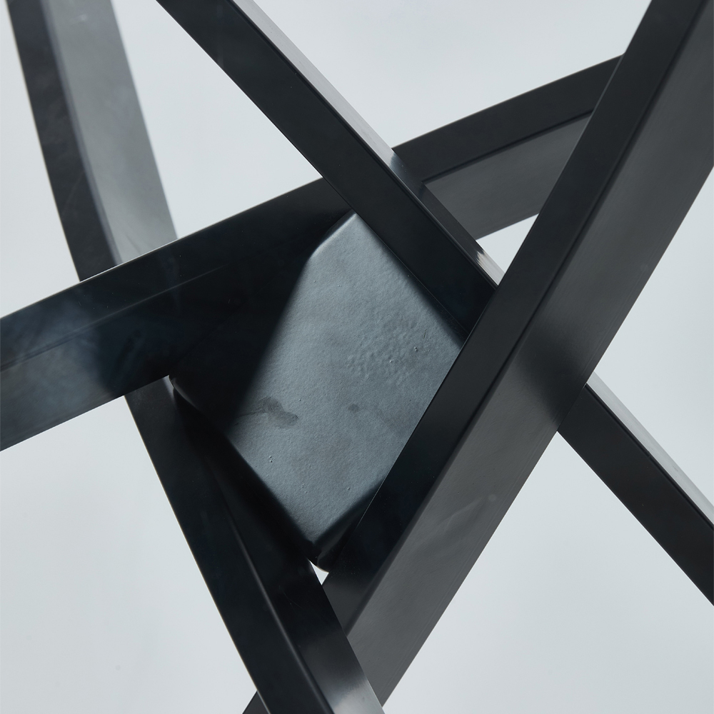 Living and Home 2 Seater 80cm Round Tempered Glass Dining Table Black Image 4