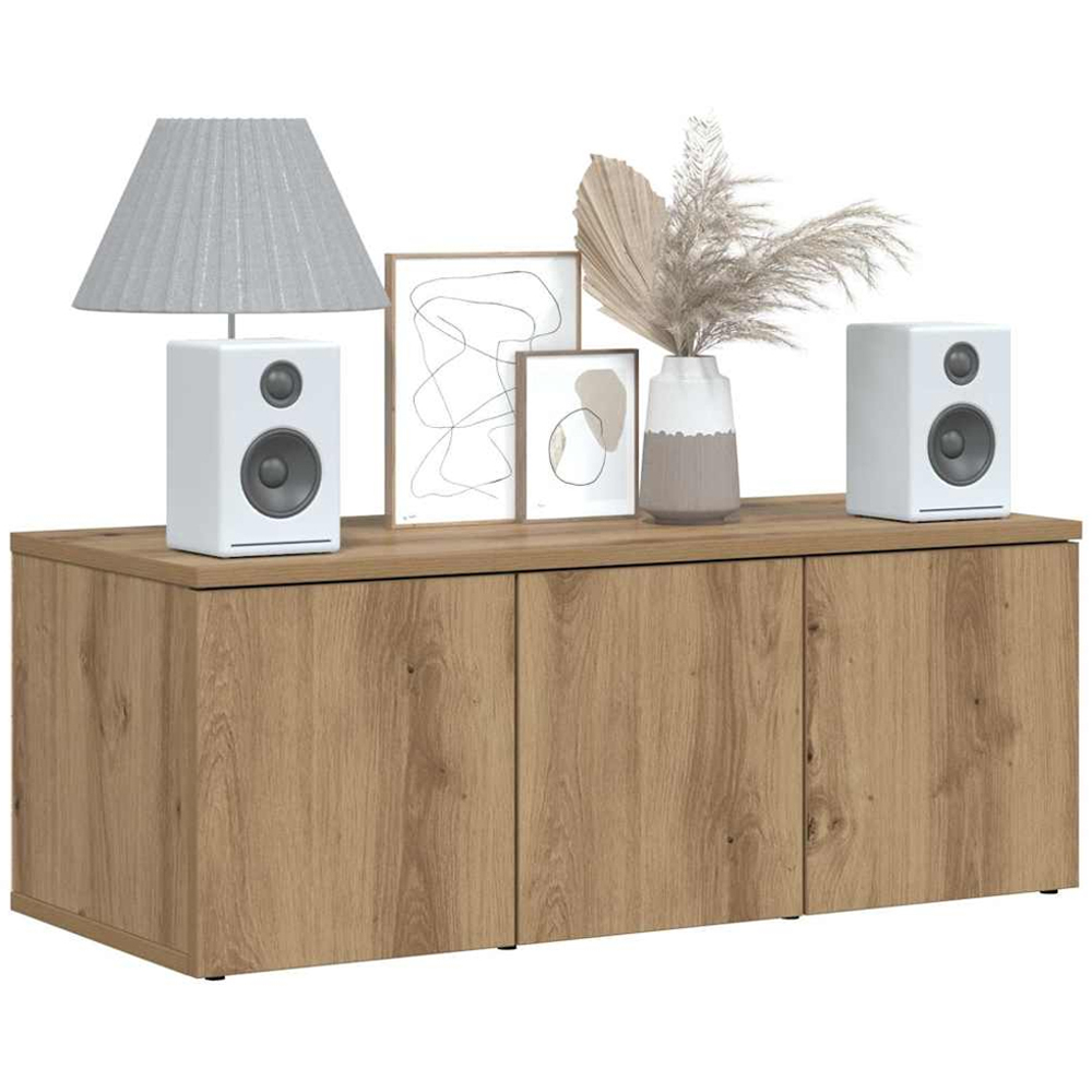 vidaXL 3 Drawer Artisan Oak Small TV Cabinet Image 3