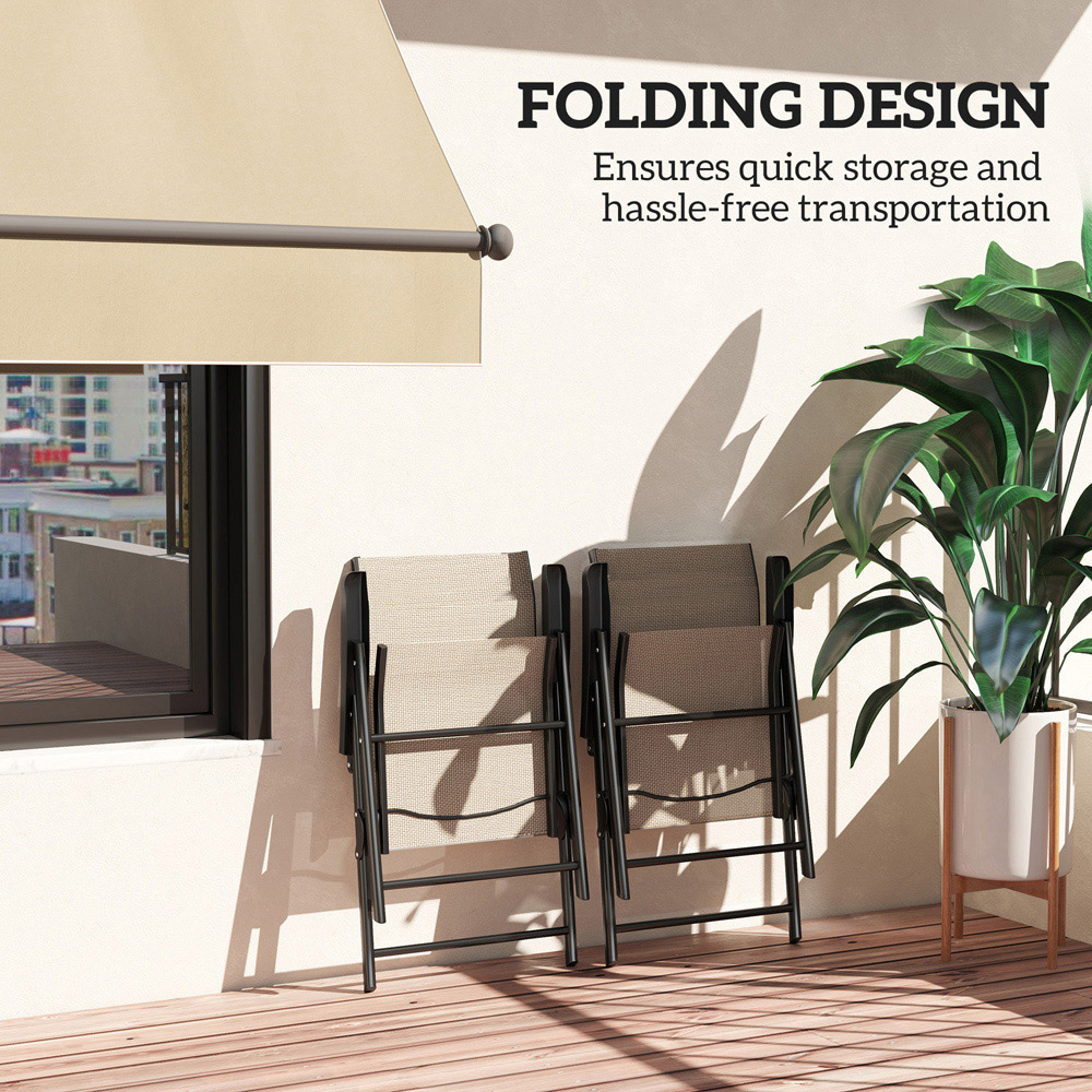 Outsunny Brown Folding Chair with Breathable Mesh Fabric Seat Set of 2 Image 5