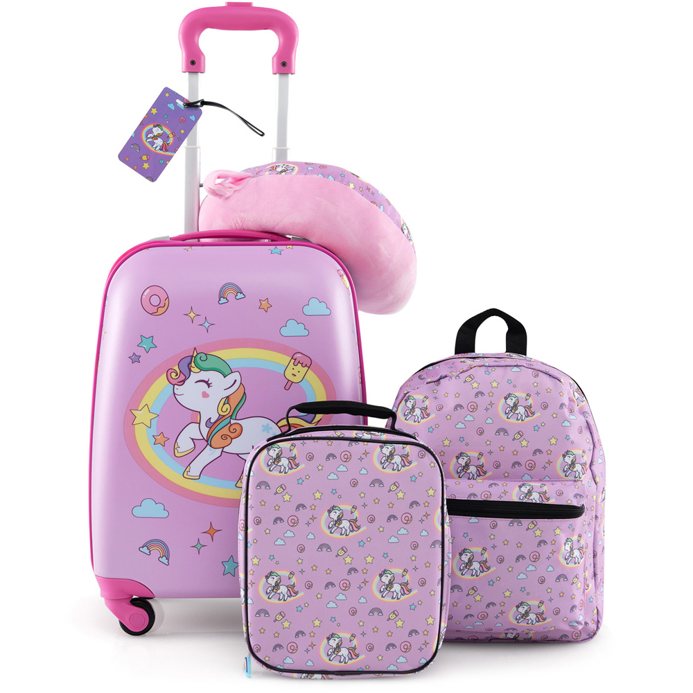 Costway Set of 5 Kids Purple Luggage Set Image 3