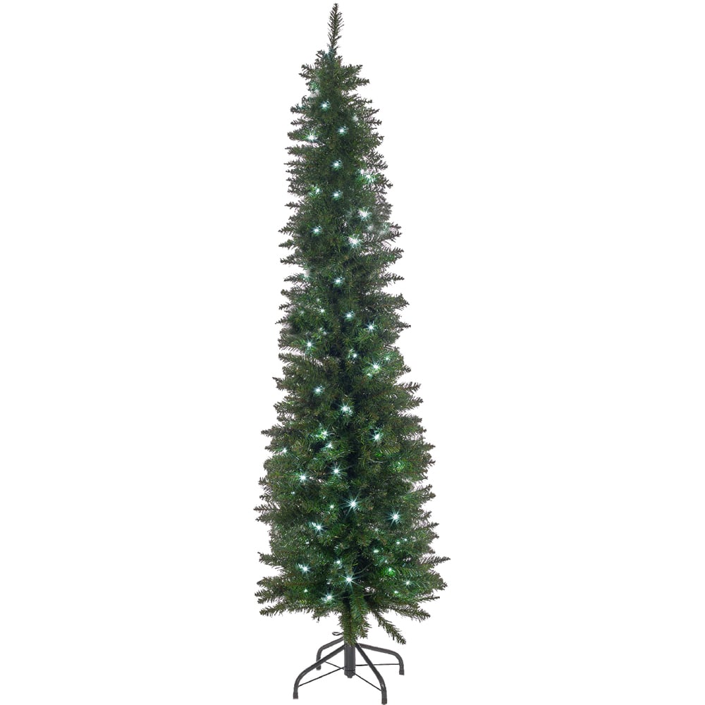 The Christmas Workshop Green Pre-Lit Slim Line Christmas Tree 6ft Image 1