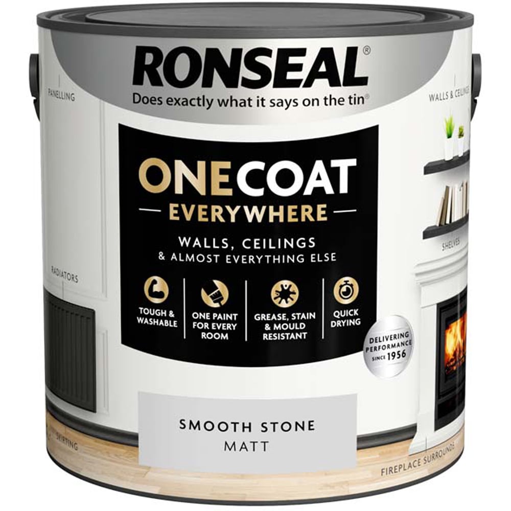 Ronseal One Coat Everywhere Smooth Stone Matt Interior Paint 2.5L Image 2