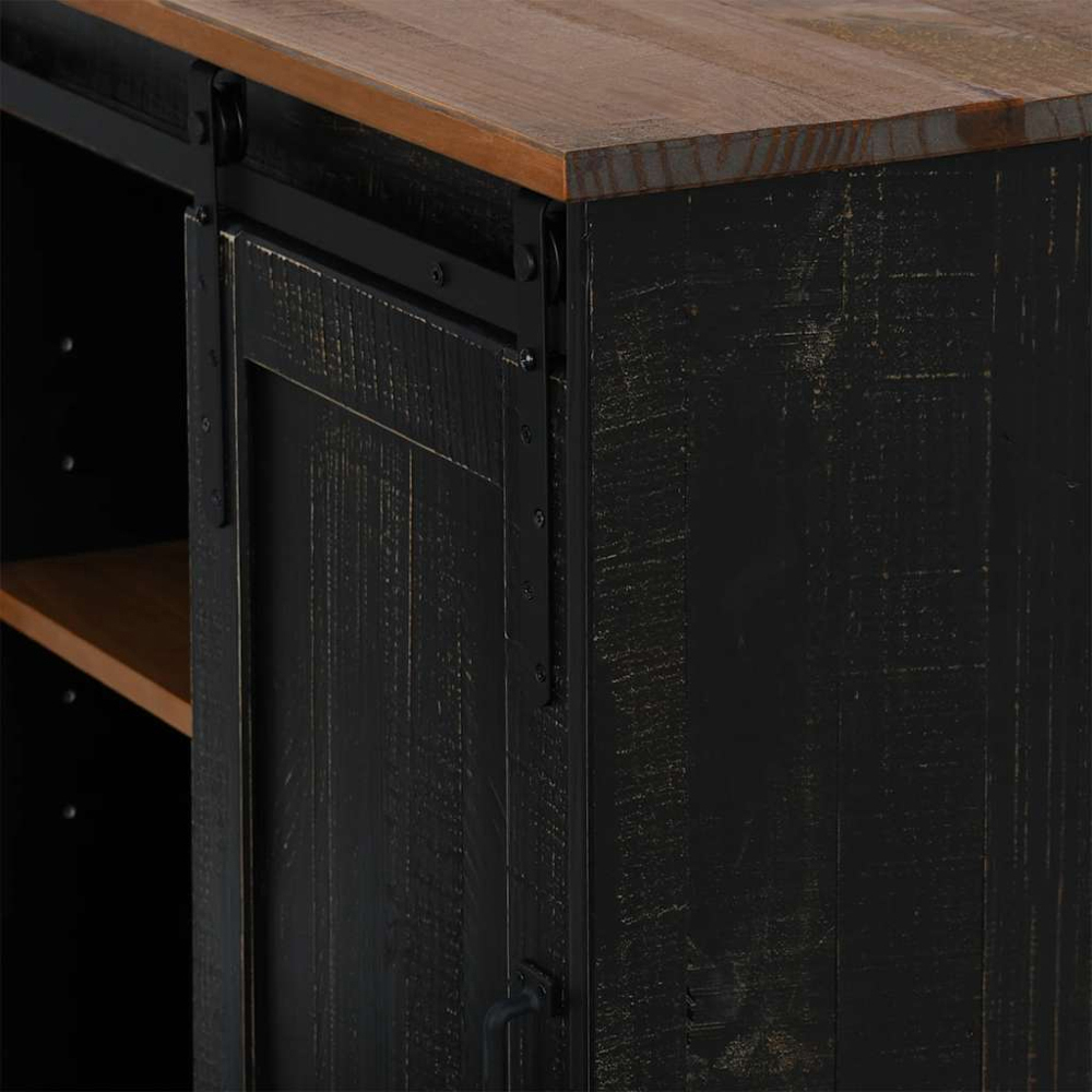 vidaXL Halden Single Door 2 Drawer Single Shelf Black Wooden Sideboard Image 8