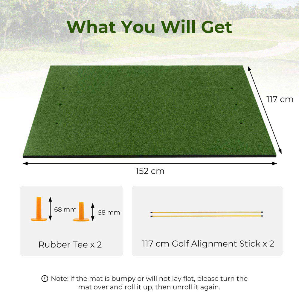 Costway Large Golf Hitting Mat with Rubber Tees and Alignment Sticks 25mm Image 9