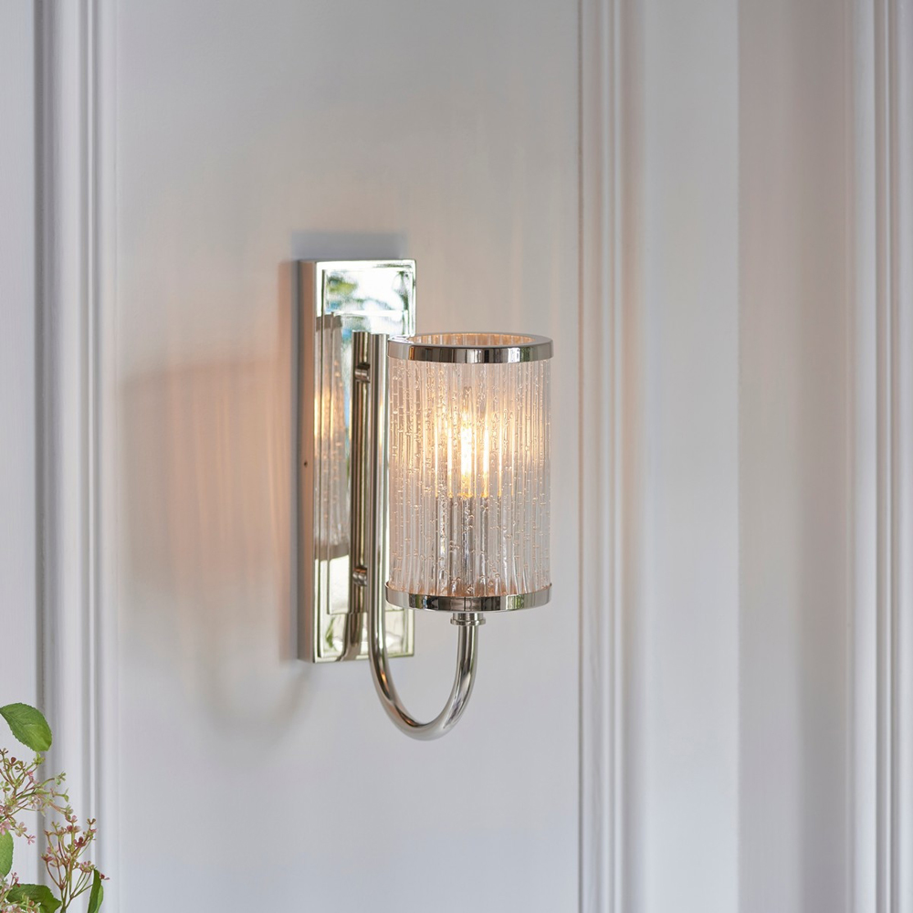 Merano Genoa Ribbed Bubble Glass Nickel Plate Wall Lamp Image 6
