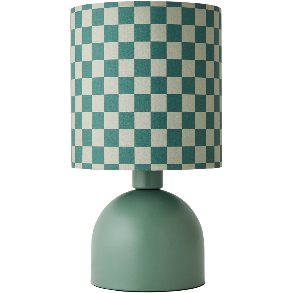 ValueLights Miley Green Checkerboard Drum Lamp Shade Moss Green LED Table Lamp Image 1