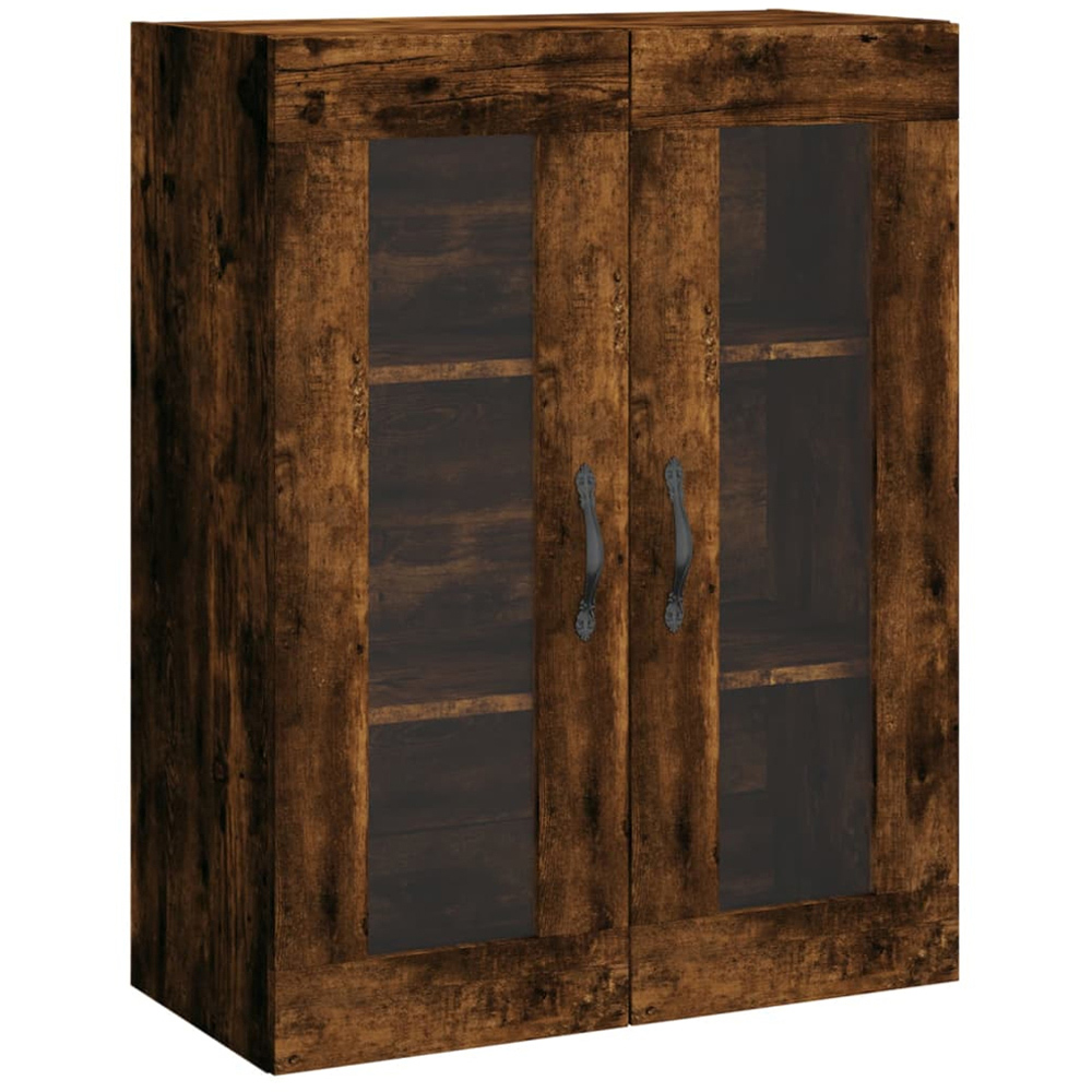 vidaXL 2 Glass Door Smoked Oak Wooden Wall-Mounted Cabinet Set of 2 Image 5