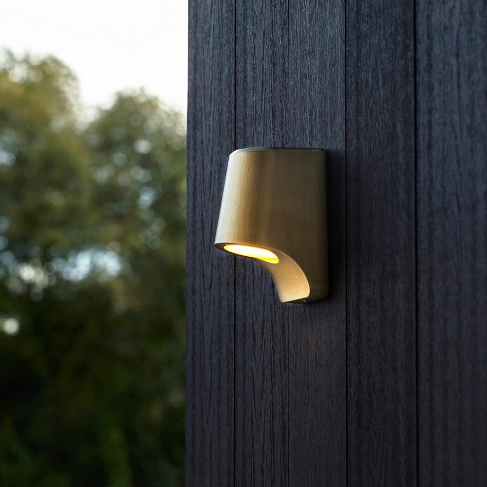 Merano Verona Brushed Gold Frosted Glass Outdoor Wall Lamp Image 8