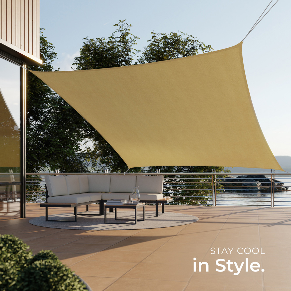 tectake Sonny Sand Water-Resistant Sun Shade Sail 500 x 700cm Image 7