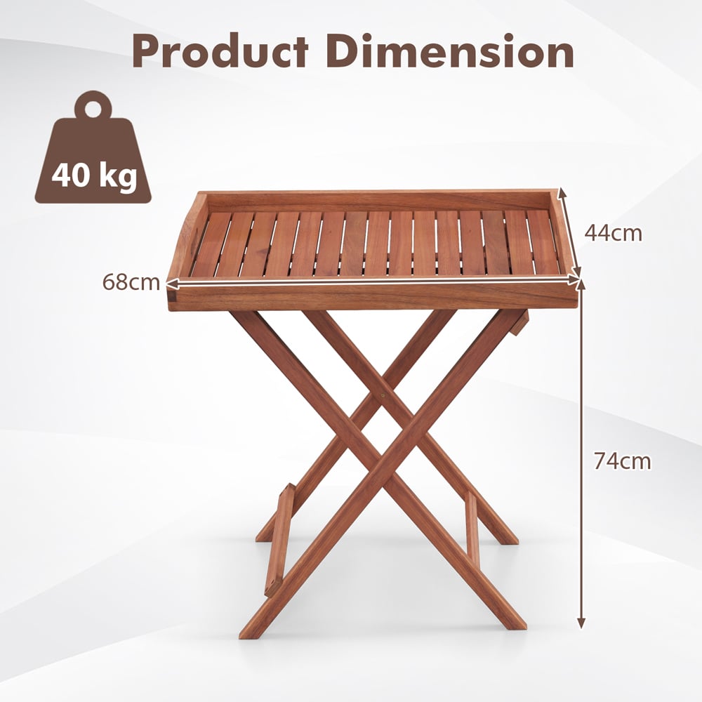 Costway Slatted Top Folding Side Table Image 9