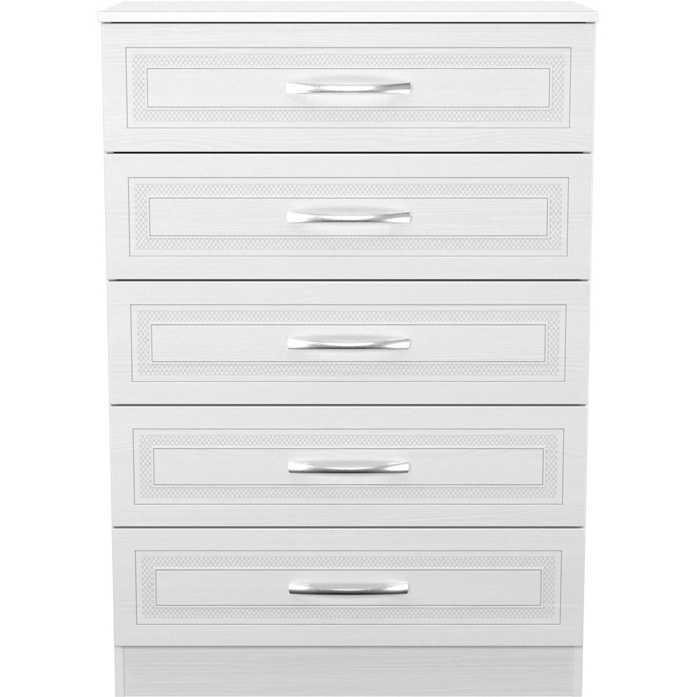 Crowndale Dorset 5 Drawer Signature White Chest of Drawers Ready Assembled Image 2