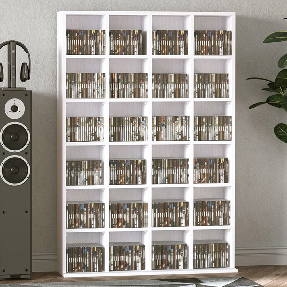 Portland White CD and DVD Media Storage Shelf Unit Image 1
