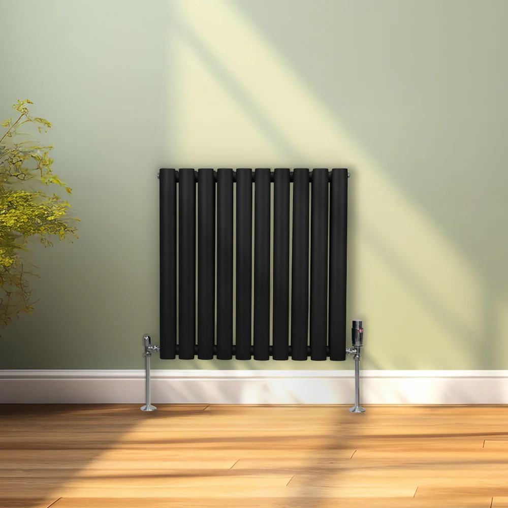 Monster Shop 2648BTU Black Oval Column Radiator and Valves 600 x 600mm Image 2