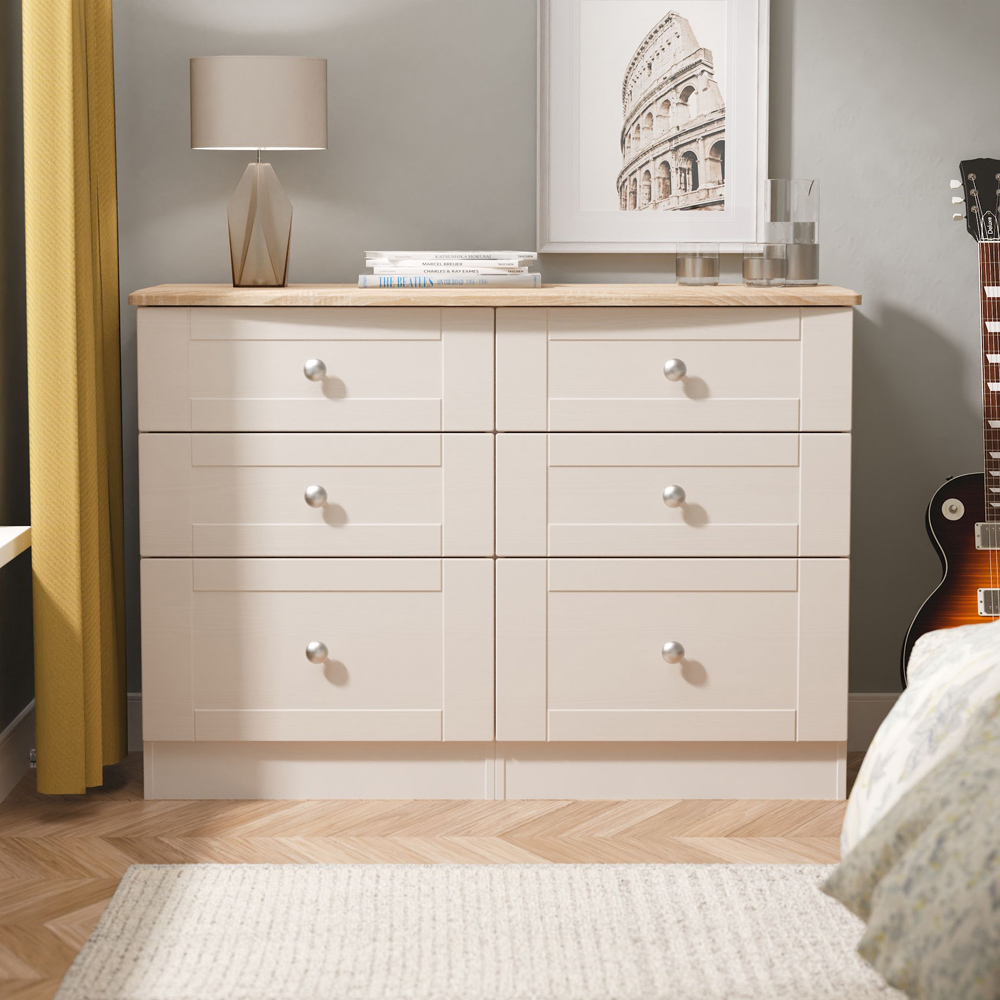 Crowndale Sussex 6 Drawer Kashmir Ash and Bardolino Oak Wide Chest of Drawers Ready Assembled Image 7