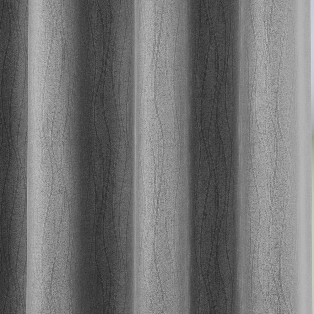 Enhanced Living Goodwood Silver Embossed Wave Thermal Eyelet Curtain 117 x 183cm Image 2