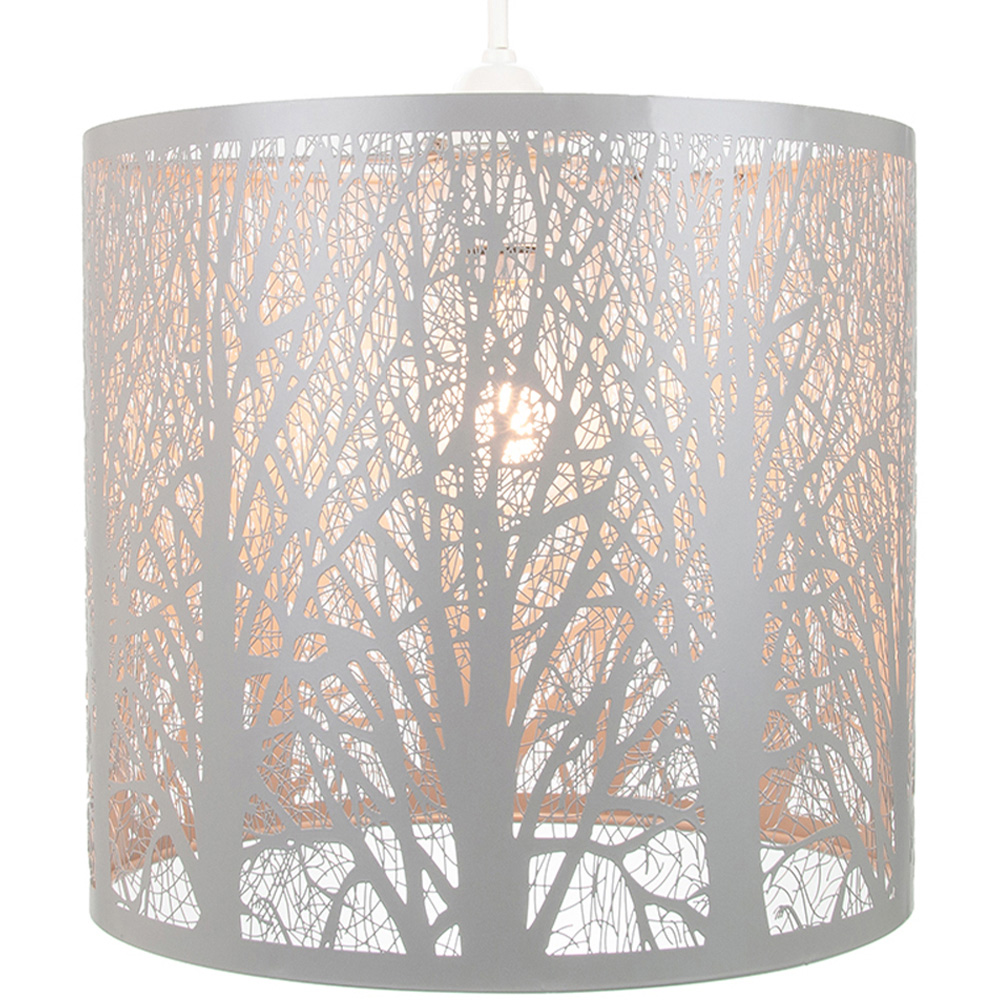 Happy Homewares Soft Grey Metal Forest Pendant Shade Large Image 2