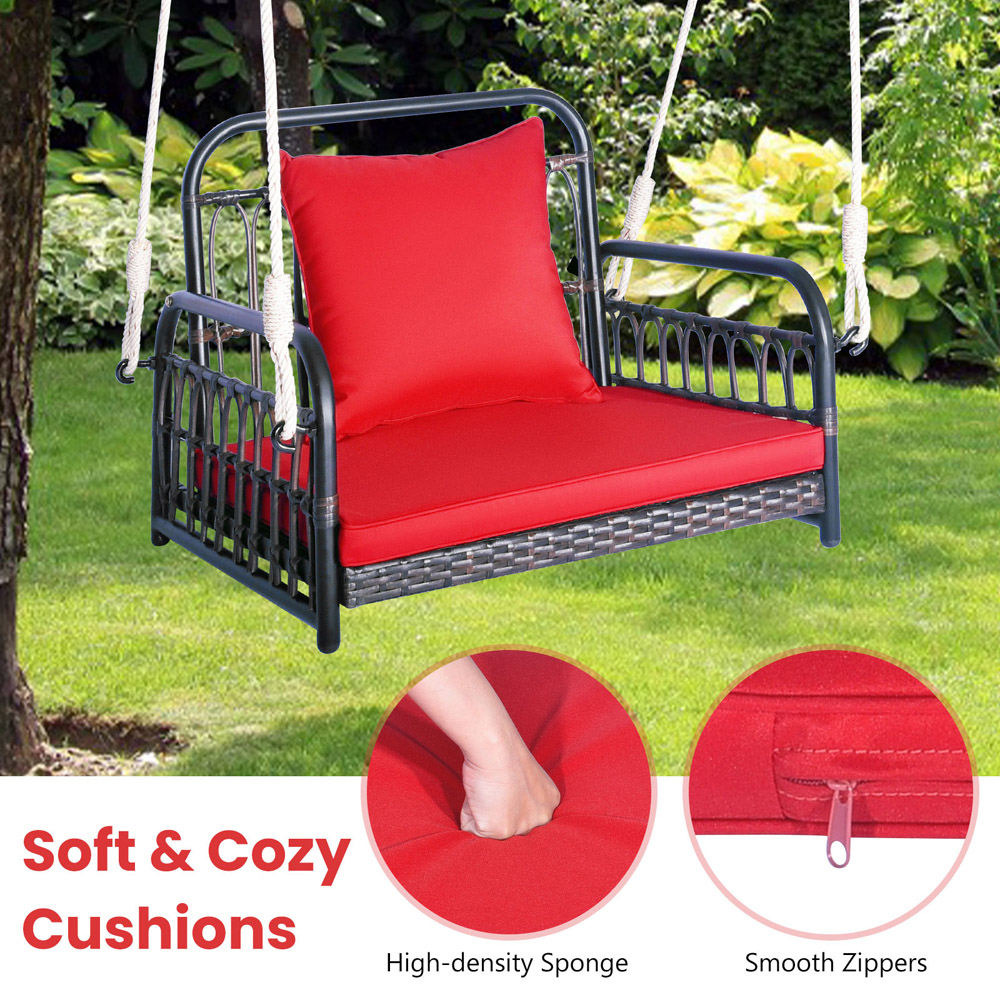 Costway Single Seater Red Garden Swing Chair Image 7