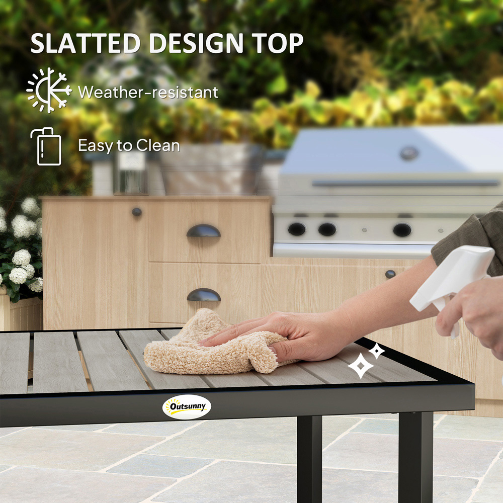 Outsunny 4 Seater Garden Table with Parasol Hole Light Grey Image 6