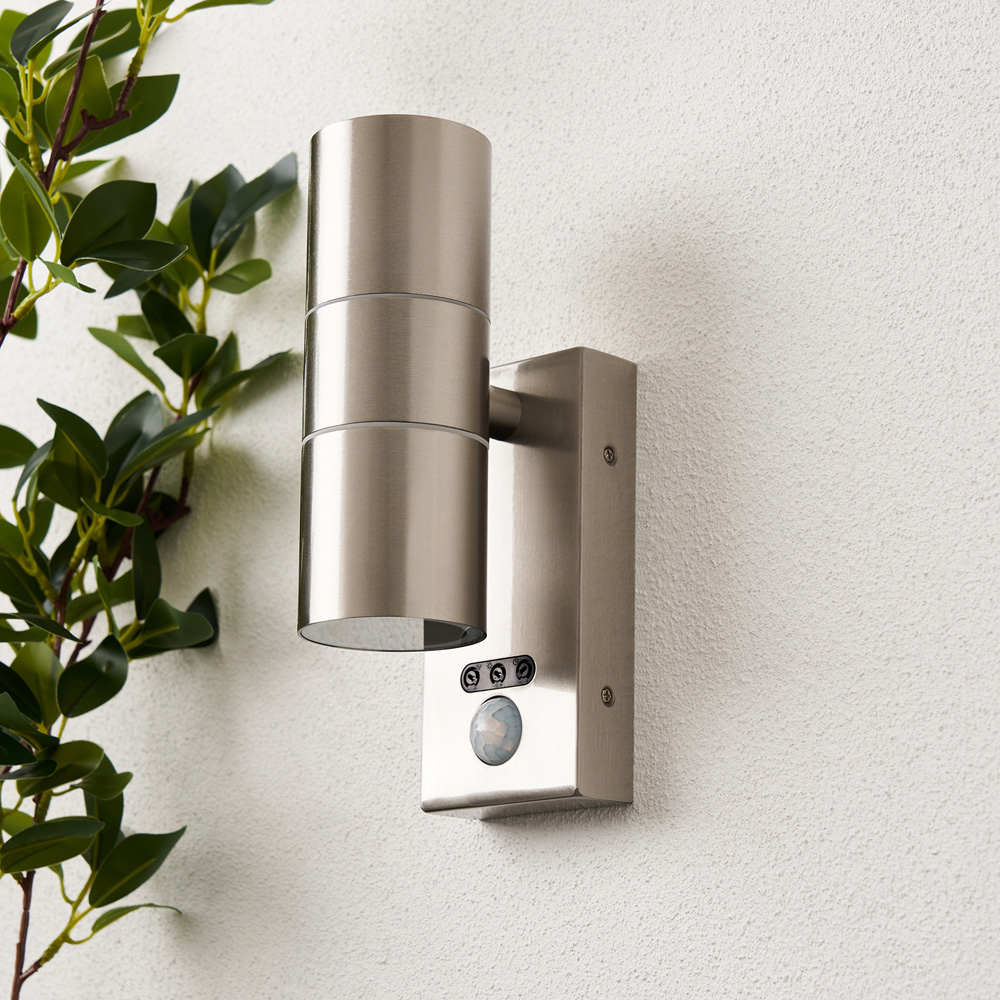 Zink Luna 2 Light Stainless Steel Up and Down Wall Light with PIR Sensor Image 2