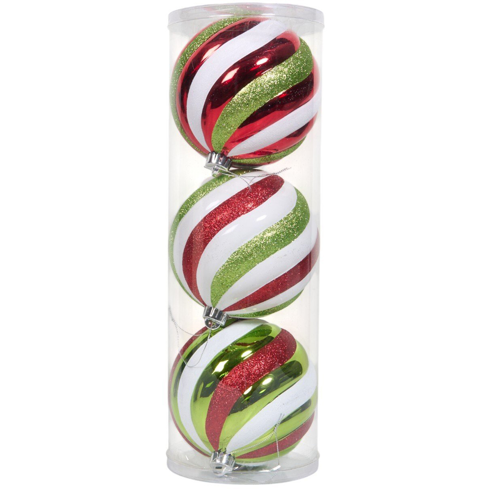 Set of 3 XL Candy Cane Baubles Multicolour Image 2
