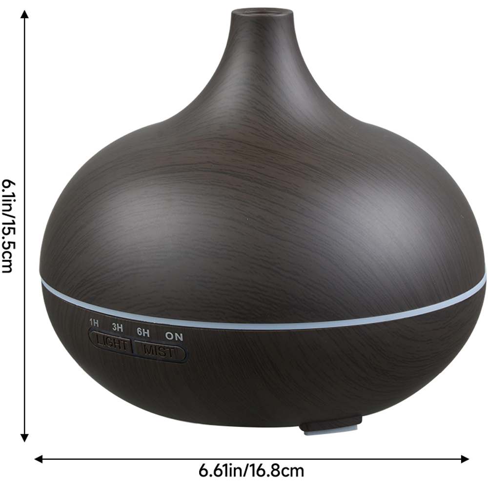 Living and Home Black Wood Grain Ultrasonic Essential Oil Diffuser with Timer Light and Remote Image 9