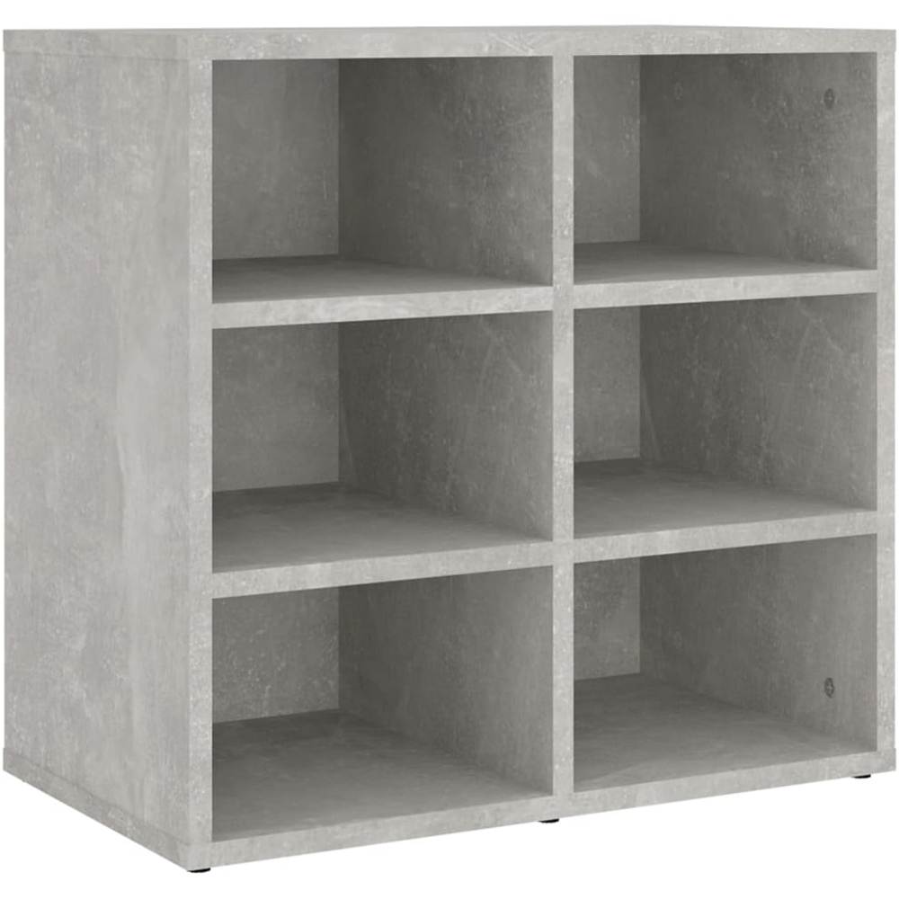 vidaXL 6 Open Shelf Concrete Grey Shoe Storage Cabinet Image 2