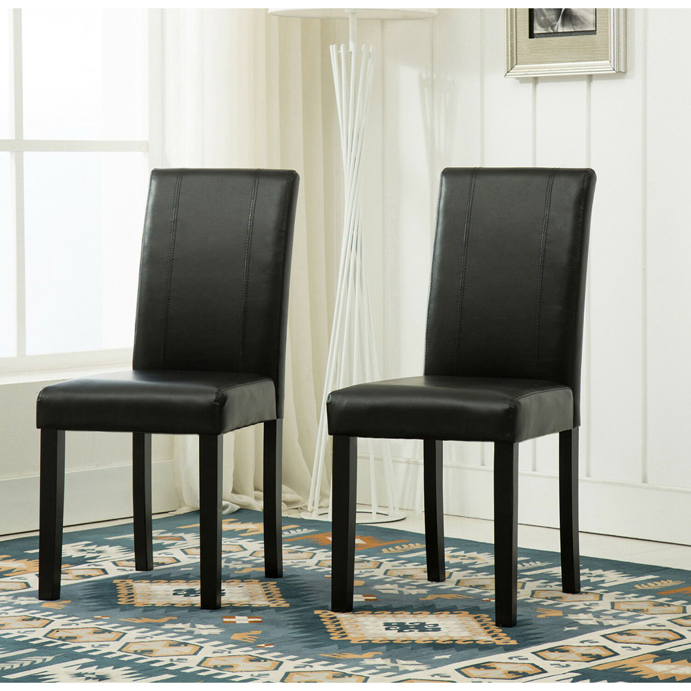 Set of 2 Black Faux Leather Dining Chair Image 5