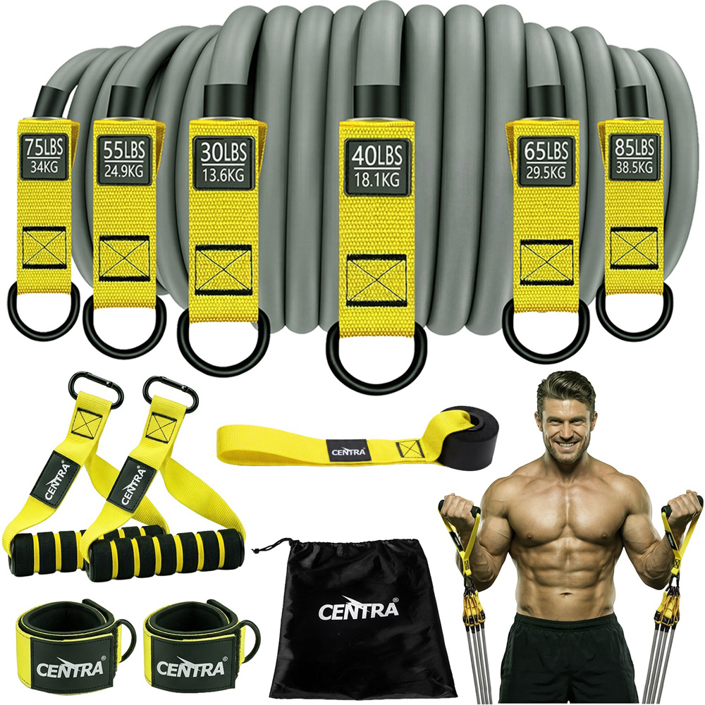 Traderight Natural Latex Resistance Band Set with Handles Image 3