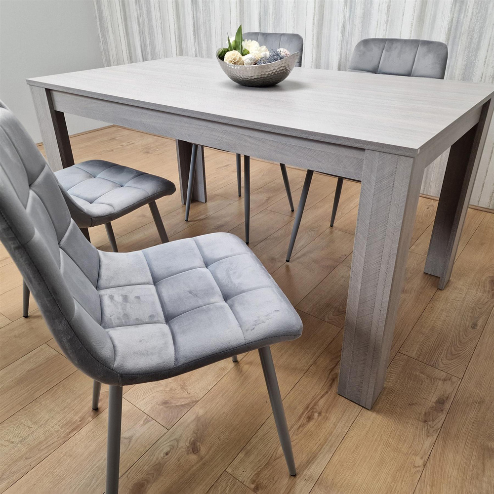 Portland 4 Seater Velvet Dining Set Grey Image 4