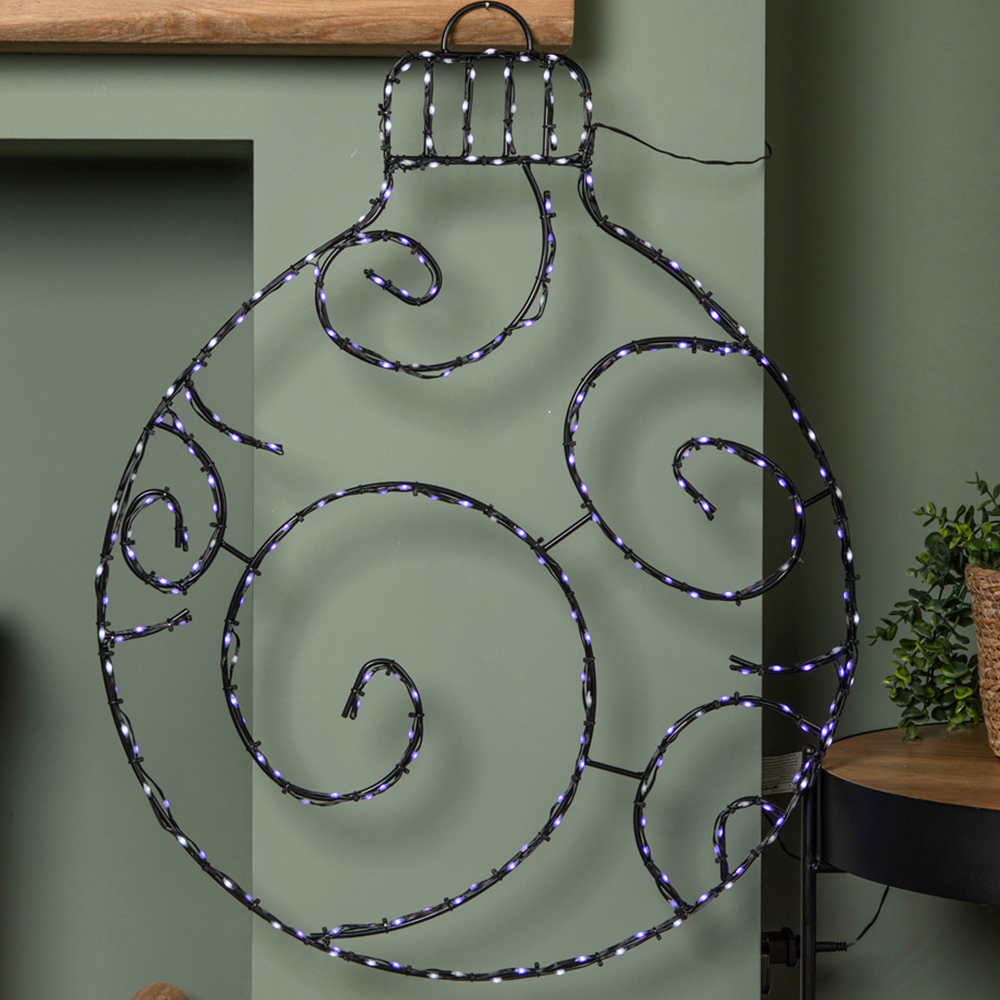 Samuel Alexander Blue and White LED Metal Hanging Christmas Bauble Silhouette 78cm Image 5