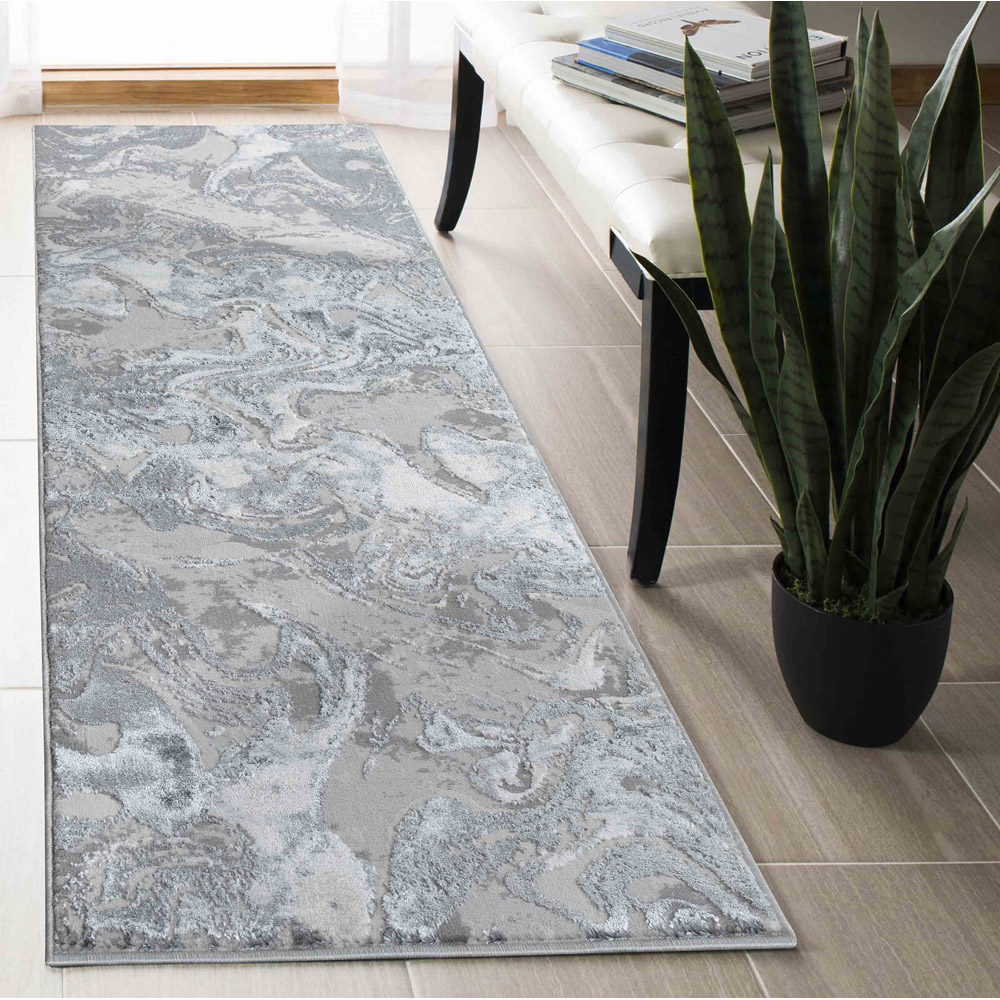 Desire Rugs Solarius Silver Grunge Marbling Abstract Area Rug 200 x 290cm Image 4